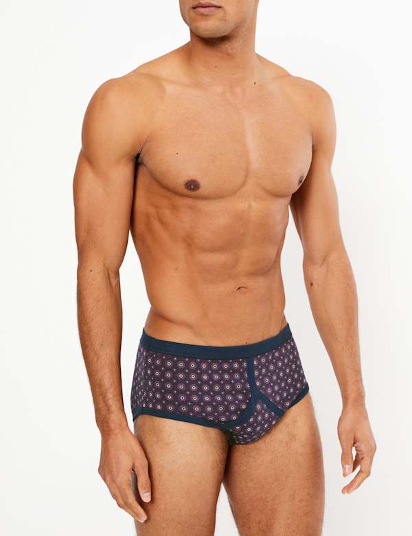 3 Pack Cotton Geometric Print Briefs