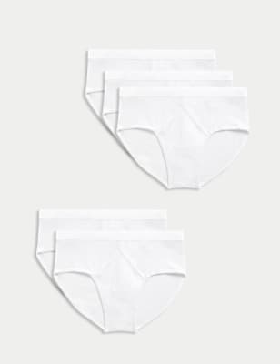 Marks And Spencer Mens M&S Collection 5pk Pure Cotton Briefs - White, White