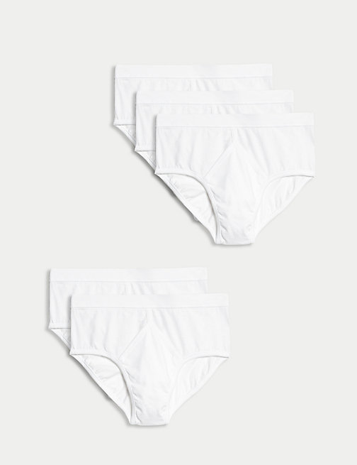 Marks And Spencer Mens M&S Collection 5pk Pure Cotton Briefs - White, White