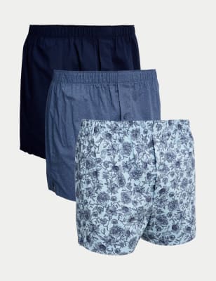 

Mens Autograph 3pk Supima® Cotton RichFloral Woven Boxers - Dark Ink, Dark Ink
