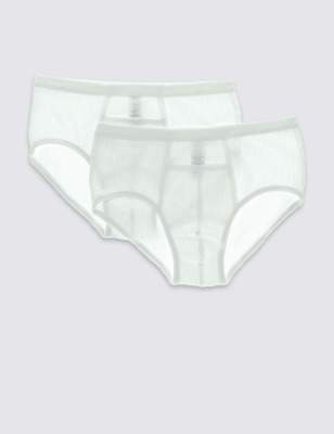 2 Pack Pure Cotton Horizontal Fly Front Briefs with StayNEW™ | M&S ...