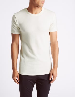 Maillot de corps chauffant en laine m&eacute;lang&eacute;e &agrave; manches courtes