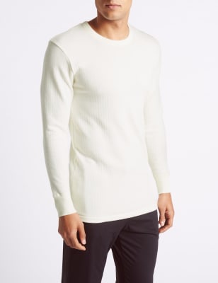 Maillot de corps chauffant en laine m&eacute;lang&eacute;e &agrave; manches longues