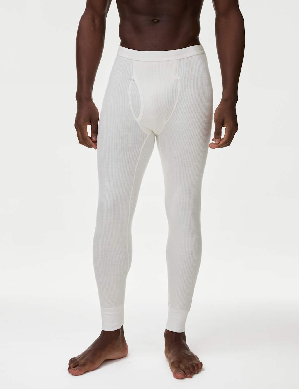 Men's Thermal Cream 100% Cotton Long Johns (240 GSM) Soft Underwear