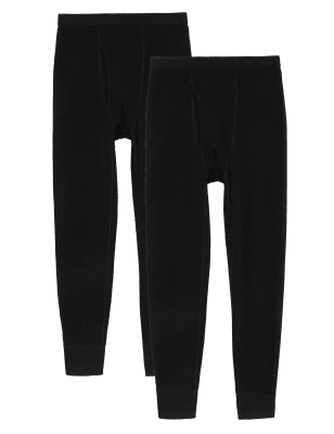 

Mens M&S Collection 2pk Medium Warmth Thermal Long Johns - Black, Black