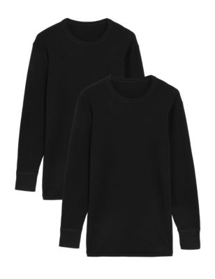 

Mens M&S Collection 2pk Maximum Warmth Long Sleeve Thermal Tops - Black, Black