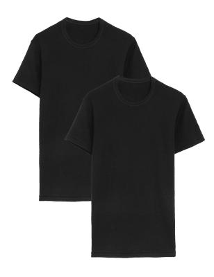 

Mens M&S Collection 2er-Pack Thermo-Unterhemden aus Wollmischung für maximale Wärme - Black, Black