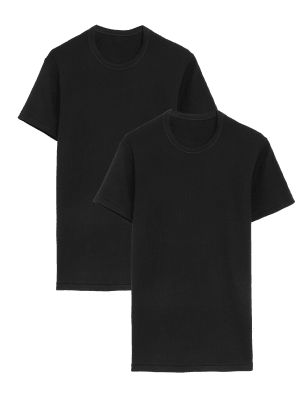 

Mens M&S Collection 2pk Maximum Warmth Wool Blend Thermal Vests - Black, Black