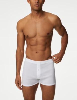 M&S Men's 5pk Essential Cotton Trunks - XL - White, White,Black,Blue Mix