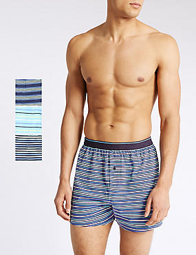 3 Pack Pure Cotton Striped Boxers