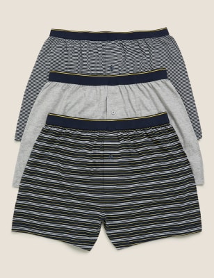 3pk Pure Cotton Striped Jersey Boxers