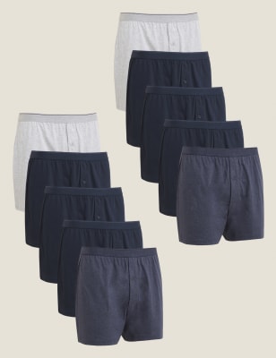 

Mens M&S Collection 10pk Pure Cotton Jersey Boxers - Denim Mix, Denim Mix