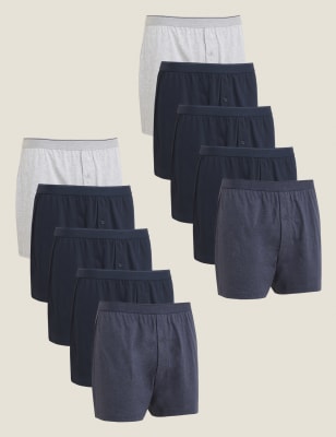 

Mens M&S Collection 10er-Pack Boxershorts aus reinem Baumwoll-Jersey - Denim Mix, Denim Mix