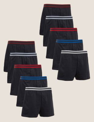 

M&S Collection Pack de 10 bóxers 100% algodón de puntoMens - Navy Mix, Navy Mix