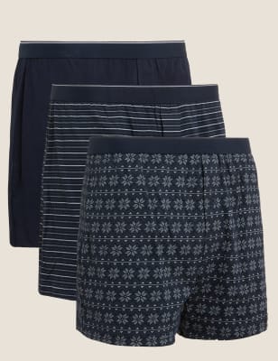 

Mens M&S Collection 3pk Pure Cotton Cool & Fresh™ Jersey Boxers - Dark Navy Mix, Dark Navy Mix