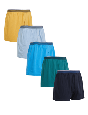 

Mens M&S Collection 5pk Pure Cotton Cool & Fresh™ Jersey Boxers - Yellow Mix, Yellow Mix