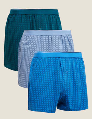 

Mens M&S Collection 3pk Chain Print Jersey Boxers - Light Blue Mix, Light Blue Mix