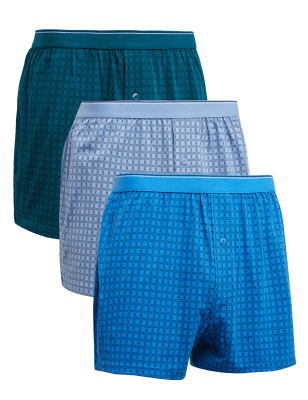 

Mens M&S Collection 3pk Chain Print Jersey Boxers - Light Blue Mix, Light Blue Mix