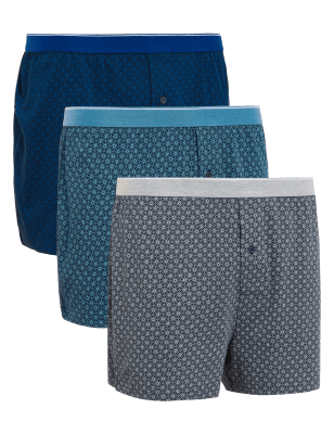 

Mens M&S Collection 3pk Pure Cotton Cool & Fresh™ Jersey Boxers - Teal Mix, Teal Mix