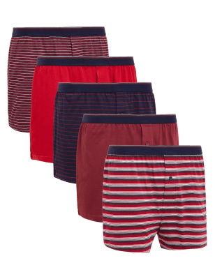 

Mens M&S Collection 5pk Pure Cotton Cool & Fresh™ Jersey Boxers - Red Mix, Red Mix