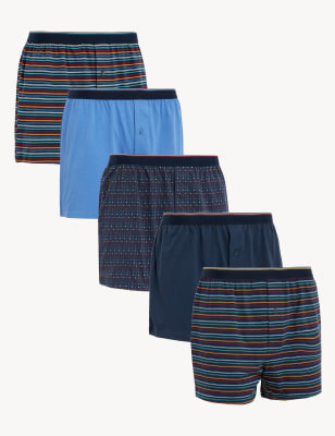 

Mens M&S Collection 5pk Pure Cotton Cool & Fresh™ Jersey Boxers - Navy, Navy