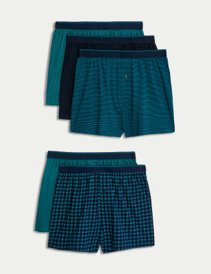 

Mens M&S Collection 5pk Pure Cotton Cool & Fresh™ Jersey Boxers - Turquoise Mix, Turquoise Mix