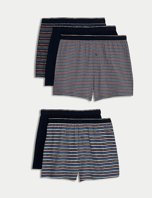 5pk Pure Cotton Cool & Fresh™ Striped Boxers - NO
