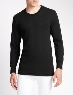 Maillot de corps chauffant en coton m&eacute;lang&eacute; &agrave; manches longues