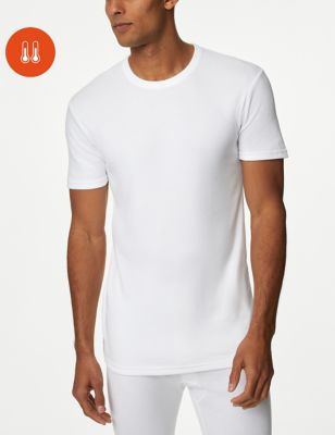 M&S Mens Heatgentm Medium Thermal Short Sleeve Top - XXL - White, White,Black,Grey