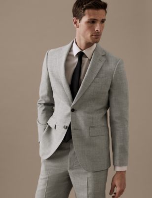 Tailored Fit Pure Wool Puppytooth Suit Jacket