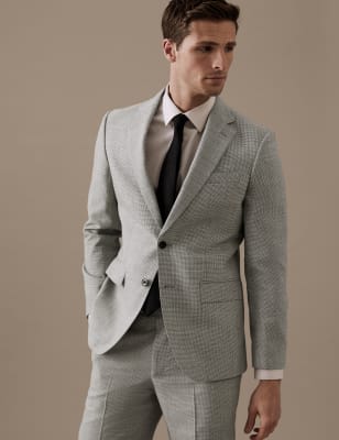 

Mens Autograph Tailored Fit Pure Wool Puppytooth Suit Jacket - Grey, Grey