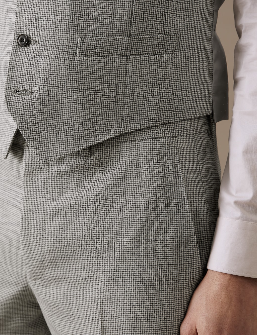 Tailored Fit Pure Wool Puppytooth Waistcoat image 2