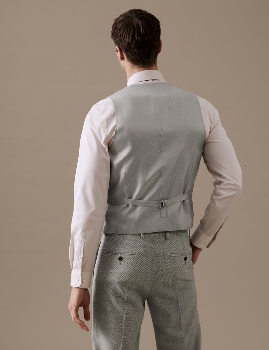 Tailored Fit Pure Wool Puppytooth Waistcoat image 3