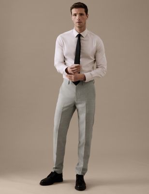 Tailored Fit Pure Wool Puppytooth Suit Trousers