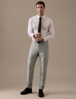 

Mens Autograph Tailored Fit Pure Wool Puppytooth Suit Trousers - Grey, Grey