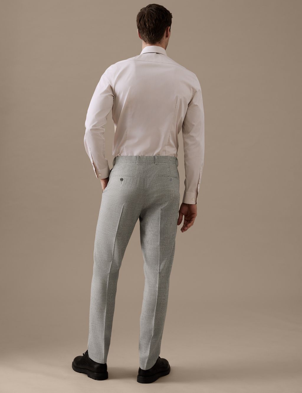 Tailored Fit Pure Wool Puppytooth Suit Trousers image 4