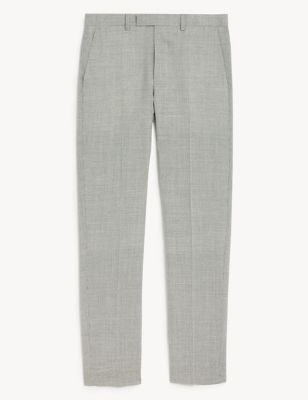 Tailored Fit Pure Wool Puppytooth Suit Trousers
