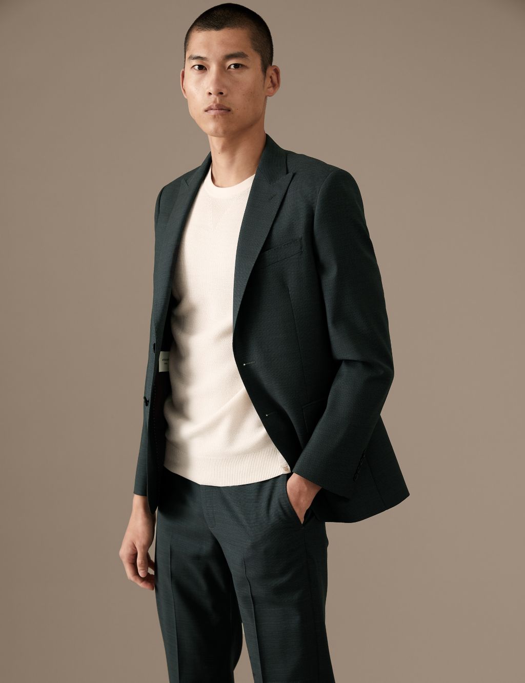 Tailored Fit Pure Wool Textured Suit Jacket image 3