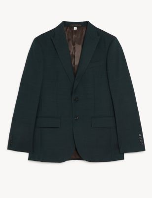 Marks & Spencer Textured Wool Blazer & Suits (MALE, DARK GREEN, 38-REG)