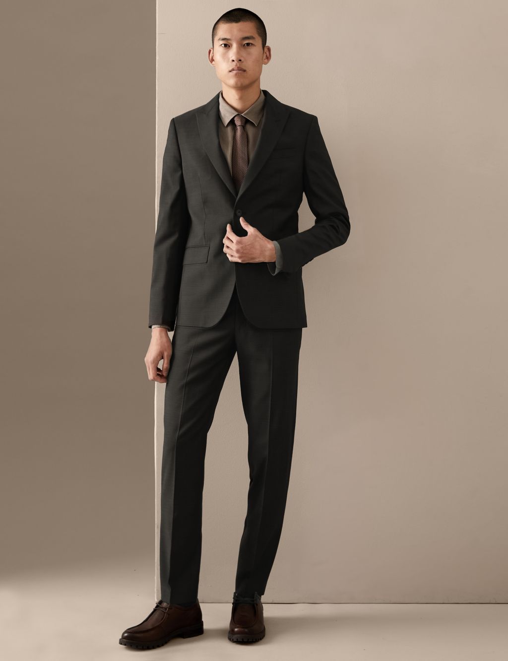 Tailored Fit Pure Wool Textured Suit Jacket image 1