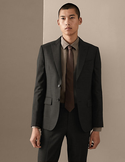 Tailored Fit Pure Wool Textured Suit Jacket