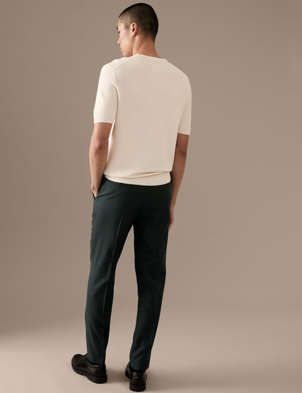 Tailored Fit Pure Wool Textured Trousers image 4