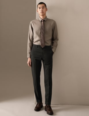 

Mens Autograph Strukturierte Hose in maßgeschneiderter Passform aus reiner Wolle - Dark Brown, Dark Brown