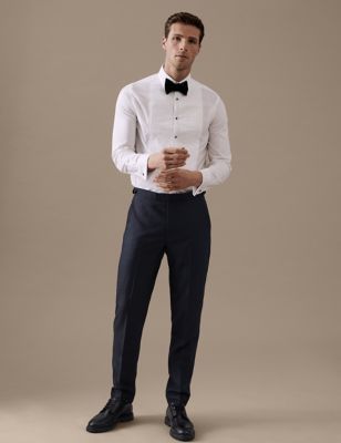 Tailored Fit Pure Wool Jacquard Suit Trousers