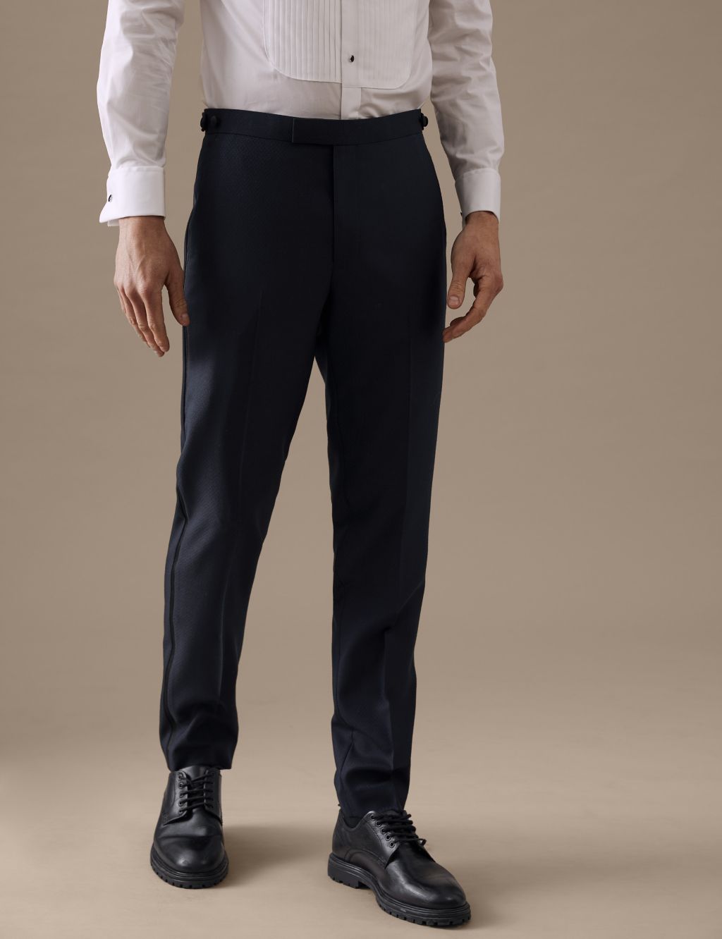 Tailored Fit Pure Wool Jacquard Suit Trousers image 2