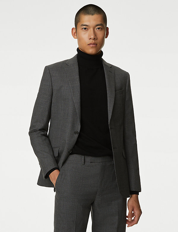 Tailored Fit Wool Blend Suit Jacket - AL