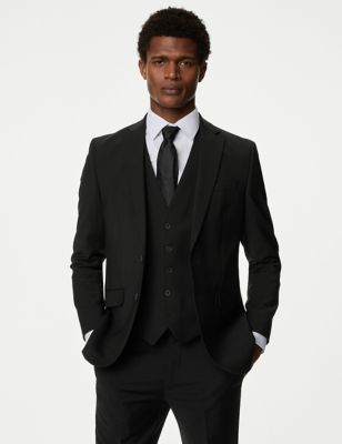 Autograph Mens Tailored Fit Performance Suit Jacket - 40SHT - Black, Black,Neutral,Navy