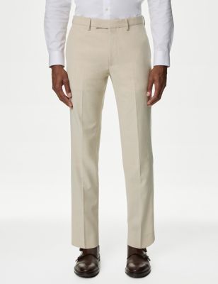 Autograph Mens Tailored Fit Performance Trousers - 30REG - Neutral, Neutral,Navy