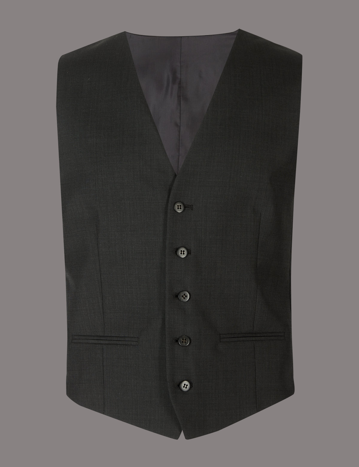Charcoal Tailored Fit Italian Wool Waistcoat