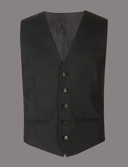 Charcoal Tailored Fit Italian Wool Waistcoat